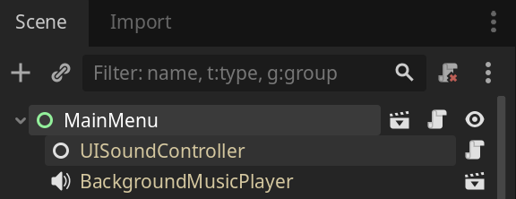 Select MainMenu node